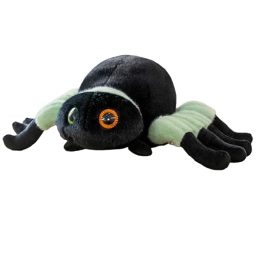 champracer Lebensechte Spinne Stofftier Puppe,Halloween Cartoon Spinne Plüschtier Niedliche,Weiches, kuscheliges Stofftier,Spielzeugpuppe Plüschtier für Kind (25Cm,Green) von champracer