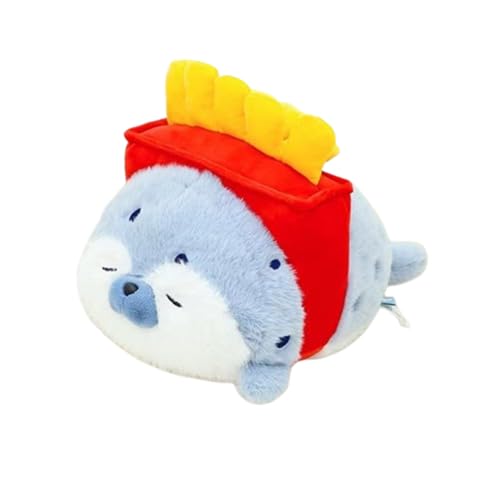 champracer Niedliche Robbe Pillow,Burger Plüschkissen, süßes Burger Plüschtier, Seehund Plüschtier Kissen Kawaii Robbe Tierkissen Kuscheltier Spielzeug for Kinder,Robbe Kuscheltier Fett (Blau,40cm) von champracer