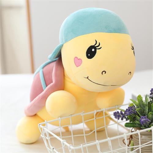 champracer Niedliche Schildkröte Plüschtier, weiche Plüschpuppe, Stofftier, Meerestier, Kawaii Schildkröte niedlich bewegliches Plüschtier Stofftier, (25 cm,Blauer Hut) von champracer