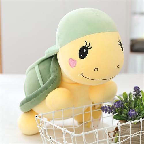 champracer Niedliche Schildkröte Plüschtier, weiche Plüschpuppe, Stofftier, Meerestier, Kawaii Schildkröte niedlich bewegliches Plüschtier Stofftier, (25 cm,Grüner Hut) von champracer
