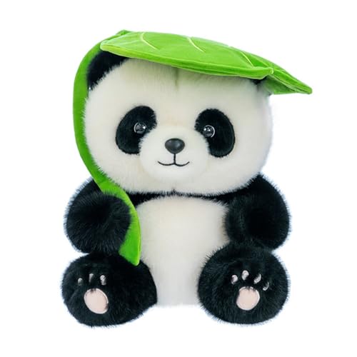 champracer Niedliches Panda Plüschtier Panda Kuscheltier mit Blättern auf dem Kopf Süßes Panda Stofftier Plüschtier Puppe Geschenk für Kinder (22cm) von champracer