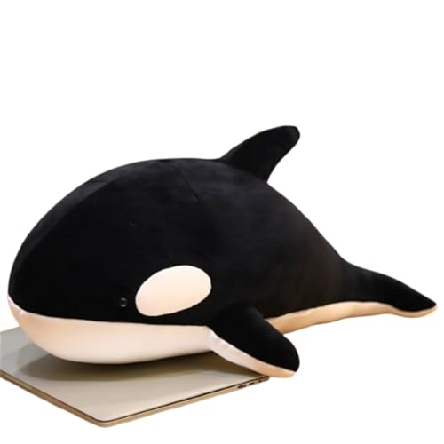 champracer Orca Kuscheltier,Realistisches Orca-Wal-Plüschtier, Fische, Plüschtiere, Puppen,Riesiger, Weicher Und Kuscheliger Killerwal,weiche Ozean-Meereskreaturen Orca Haie Plüsch (60 cm,Schwarz) von champracer