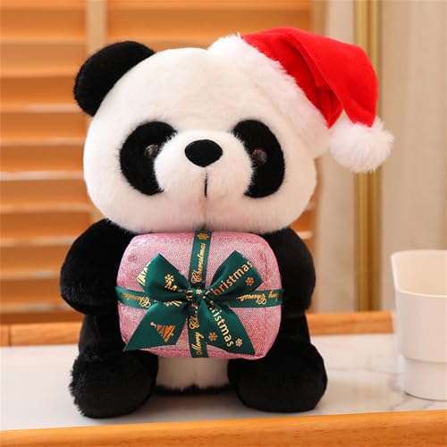 champracer Panda Kuscheltier Geschenk Weihnachtspanda, Puppe Panda Weihnachten Panda PlüSchpuppe, 25cm Realistisches Panda Kissen Raumdekoration (A) von champracer