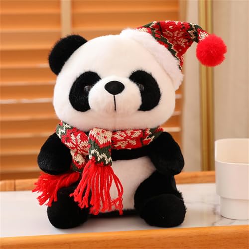 champracer Panda Kuscheltier Geschenk Weihnachtspanda, Puppe Panda Weihnachten Panda PlüSchpuppe, 25cm Realistisches Panda Kissen Raumdekoration (B) von champracer