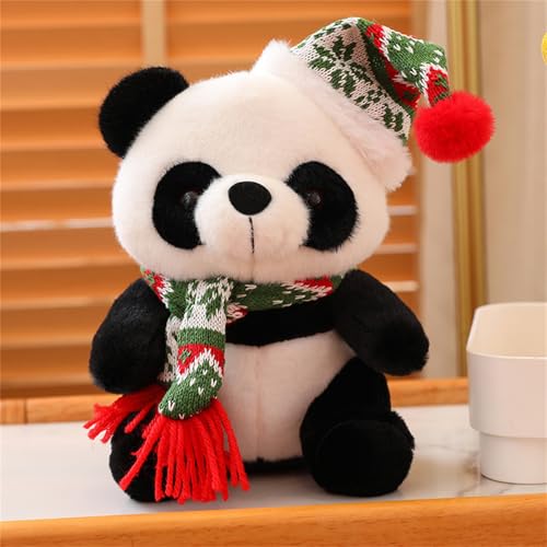 champracer Panda Kuscheltier Geschenk Weihnachtspanda, Puppe Panda Weihnachten Panda PlüSchpuppe, 25cm Realistisches Panda Kissen Raumdekoration (F) von champracer