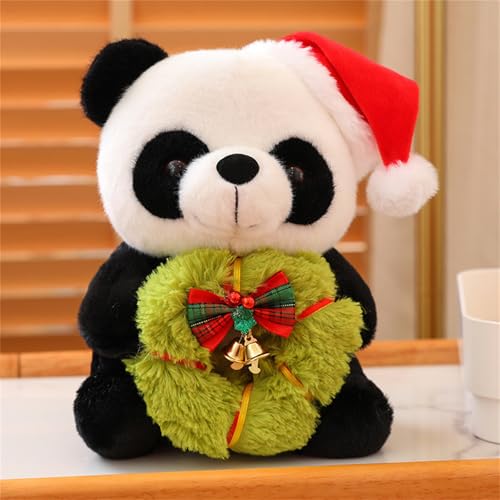 champracer Panda Kuscheltier Geschenk Weihnachtspanda, Puppe Panda Weihnachten Panda PlüSchpuppe, 25cm Realistisches Panda Kissen Raumdekoration (E) von champracer