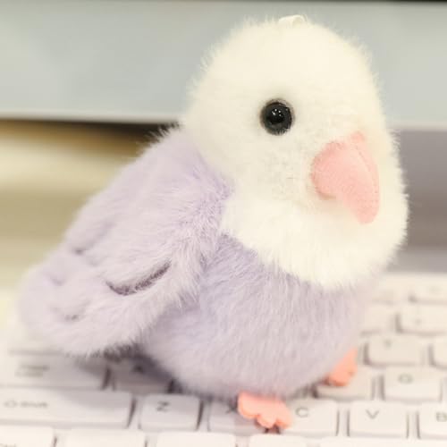 champracer Pelzige Vogel-Plüschpuppe, Niedlicher Kleiner Vogel Schlüsselanhänger, Flauschiges Stofftier zum Kuscheln und Spielen, Kuscheltier für Mädchen und Jungen (A) von champracer