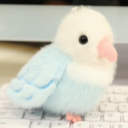 champracer Pelzige Vogel-Plüschpuppe, Niedlicher Kleiner Vogel Schlüsselanhänger, Flauschiges Stofftier zum Kuscheln und Spielen, Kuscheltier für Mädchen und Jungen (B) von champracer