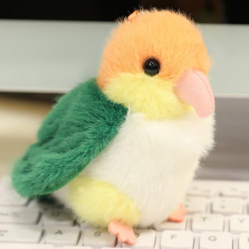 champracer Pelzige Vogel-Plüschpuppe, Niedlicher Kleiner Vogel Schlüsselanhänger, Flauschiges Stofftier zum Kuscheln und Spielen, Kuscheltier für Mädchen und Jungen (C) von champracer
