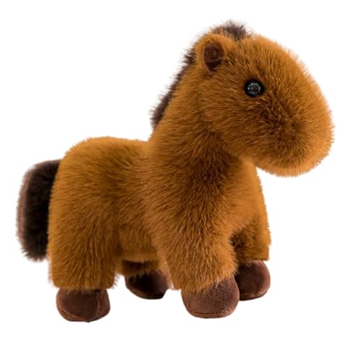 champracer Pferd Kuscheltier, Plüsch Pferd Kämmpferd Spielzeug,Pferd Plüsch Spielzeug Plüschtier Flauschiger Stofftier zum Spielen Gemütliches für Kinder Jungen Mädchen Weiß (50cm,Braun) von champracer