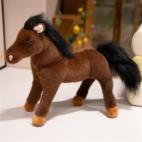 champracer Pferd Kuscheltier, Simulation Pferd Plüschtiere, süßes Kuscheltier Pferd, Spielzeug Pferd, plüschpferd, Geschenk für Freunde und Kinder (30 cm,Dunkler Kaffee) von champracer