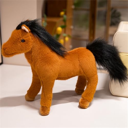 champracer Pferd Kuscheltier, Simulation Pferd Plüschtiere, süßes Kuscheltier Pferd, Spielzeug Pferd, plüschpferd, Geschenk für Freunde und Kinder (30 cm,Rötlichbraun) von champracer