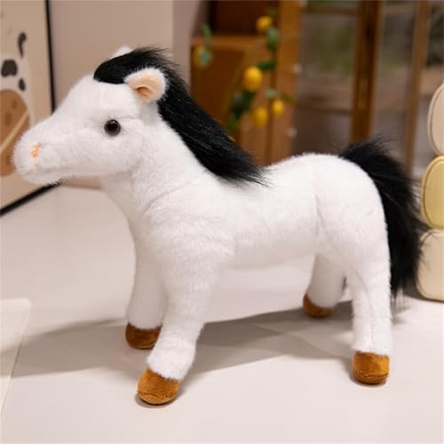 champracer Pferd Kuscheltier, Simulation Pferd Plüschtiere, süßes Kuscheltier Pferd, Spielzeug Pferd, plüschpferd, Geschenk für Freunde und Kinder (30 cm,Weiß) von champracer
