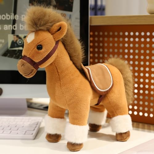 champracer Pferd Kuscheltier 30cm Pferd Plüschtier Weiche Flauschig Stofftier Pony Plüsch Puppe zum Spielen & Kuscheln Geschenk für Kinder Jungen Mädchen (30cm,Braun) von champracer