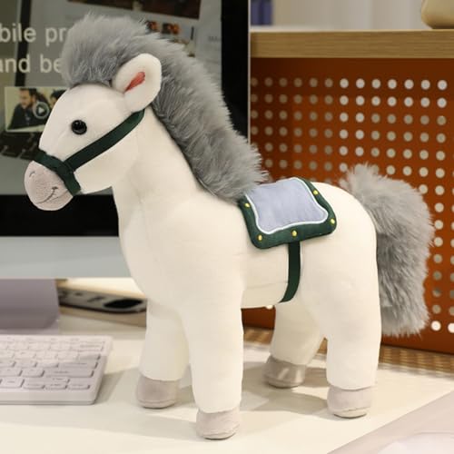 champracer Pferd Kuscheltier 30cm Pferd Plüschtier Weiche Flauschig Stofftier Pony Plüsch Puppe zum Spielen & Kuscheln Geschenk für Kinder Jungen Mädchen (30cm,Weiß) von champracer