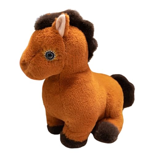 champracer Pferde Plüsch, Weiches Kuscheltier Pony Stofftier,Realistische Pferd Plüschtier,Lebensecht Stehend,Weiches Schmusetier für Mädchen, Jungen, Babys (35cm,Braun) von champracer