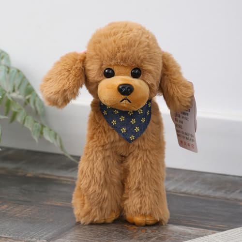 champracer Plüsch Hund Kuscheltier Hund Simuliertes Tier Hund Plüschtier Hunde Spielzeug Kuscheltier Plüschhund Puppe Stofftier Hund Geschenke für Jungen Mädchen (25cm,Braun) von champracer