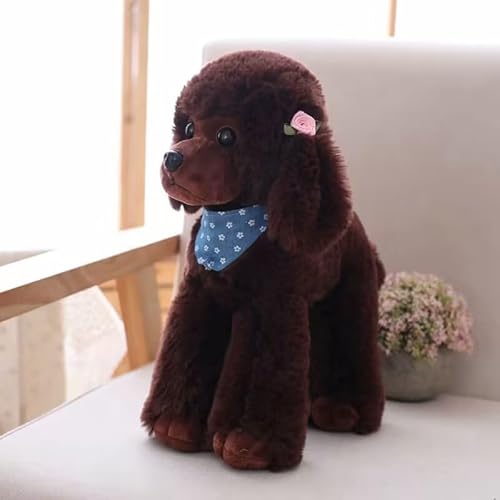 champracer Plüsch Hund Kuscheltier Hund Simuliertes Tier Hund Plüschtier Hunde Spielzeug Kuscheltier Plüschhund Puppe Stofftier Hund Geschenke für Jungen Mädchen (25cm,Dunkelbraun) von champracer