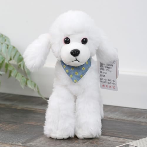 champracer Plüsch Hund Kuscheltier Hund Simuliertes Tier Hund Plüschtier Hunde Spielzeug Kuscheltier Plüschhund Puppe Stofftier Hund Geschenke für Jungen Mädchen (32cm,Weiß) von champracer