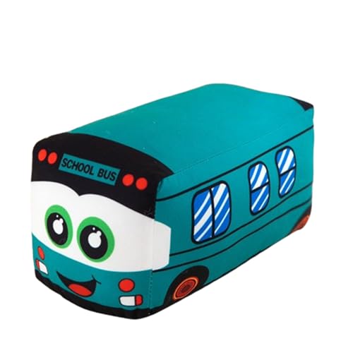 champracer Plüsch-Schulbus, gefülltes Auto, Spielzeug,Niedlichen Cartoon Plüschtier für Kinderparty,kuscheliges Dekokissen für Arbeitszimmer, Wohnzimmer, kuscheliges Dekokissen (100cm,Grün) von champracer