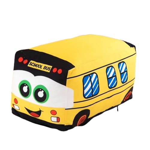 champracer Plüsch-Schulbus, gefülltes Auto, Spielzeug,Niedlichen Cartoon Plüschtier für Kinderparty,kuscheliges Dekokissen für Arbeitszimmer, Wohnzimmer, kuscheliges Dekokissen (65cm,Gelb) von champracer