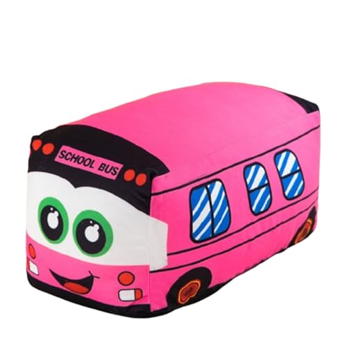 champracer Plüsch-Schulbus, gefülltes Auto, Spielzeug,Niedlichen Cartoon Plüschtier für Kinderparty,kuscheliges Dekokissen für Arbeitszimmer, Wohnzimmer, kuscheliges Dekokissen (65cm,Rosa) von champracer