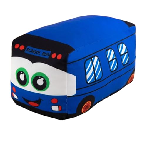 champracer Plüsch-Schulbus, gefülltes Auto, Spielzeug,Niedlichen Cartoon Plüschtier für Kinderparty,kuscheliges Dekokissen für Arbeitszimmer, Wohnzimmer, kuscheliges Dekokissen (65cm,blau) von champracer