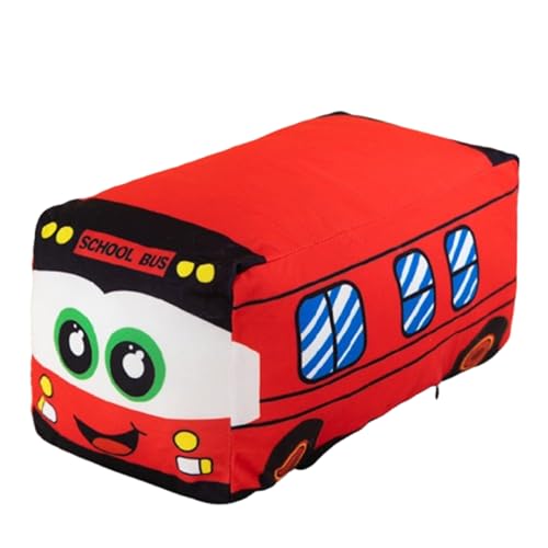champracer Plüsch-Schulbus, gefülltes Auto, Spielzeug,Niedlichen Cartoon Plüschtier für Kinderparty,kuscheliges Dekokissen für Arbeitszimmer, Wohnzimmer, kuscheliges Dekokissen (65cm,rot) von champracer