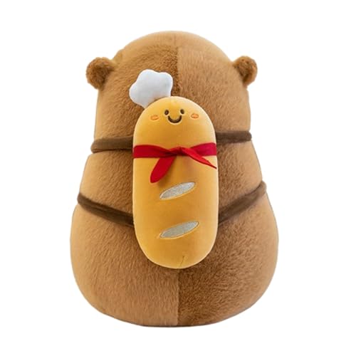 champracer Plüschtier Capybara Kuscheltier,Capybara Plüsch Kissen Croissant-Rucksack,Niedliches Capybara Kuscheltier mit Brot Rucksack,Kapibara Für Kindergeburtstag Geschenk (30cm,Baguette) von champracer