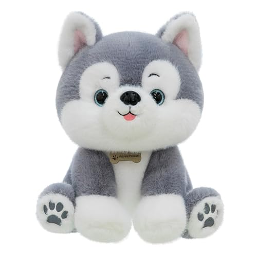 champracer Plüschtier Hund Husky,Niedliche Welpen Hunde Kuscheltiere,Supersüß Kuscheltier Hund Sitzen Plüschhund Realistisches Plüsch,Flauschiger Guter Begleiter Jungen und Mädchen (40cm) von champracer