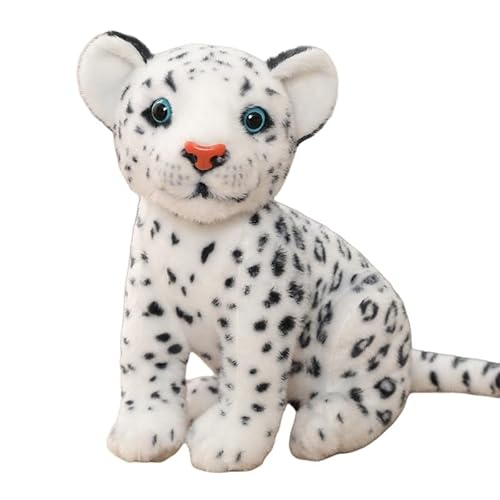 champracer Plüschtier Leopard Schneeleopard Kuscheltier Stofftier Geparden Leopard Kuscheltier Gemütliches Schmusetie Geschenk für Kinder Jungen Mädchen (28cm,Weiß) von champracer
