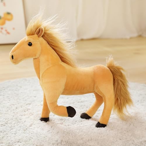 Champracer Plüschtier Pferd 32 cm Lebensecht Stehend - Plüsch Spielzeug Kuscheltier Puppe Stofftier Simulation Klein (Braunes Pferd) von champracer