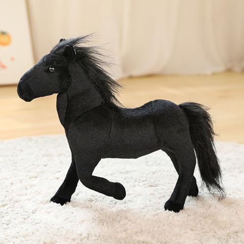 Champracer Lebensechtes Plüschtier Pferd 32 cm Stehend - Kuscheltier Puppe Stofftier Simulation Klein (Schwarzes Pferd) von champracer