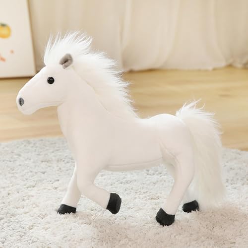 champracer Plüschtier Pferd 32 cm Lebensecht Stehend Pferd Plüsch Spielzeug Kuscheltier Puppe Stofftier Simulation Kuscheltier Klein Plüsch Pferd (Weißes Pferd) von champracer