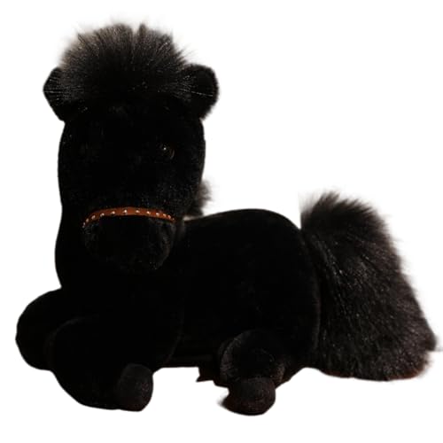 champracer Plüschtier Pferd Pferd Kuscheltier Weiche Flauschig Stofftier Pony Plüsch Puppe zum Spielen & Kuscheln Geschenk für Kinder Jungen Mädchen (35cm,Schwarz) von champracer