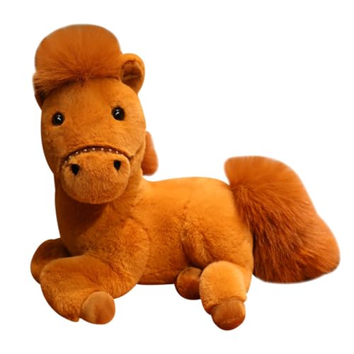 champracer Plüschtier Pferd Pferd Kuscheltier Weiche Flauschig Stofftier Pony Plüsch Puppe zum Spielen & Kuscheln Geschenk für Kinder Jungen Mädchen (45cm,Braun) von champracer