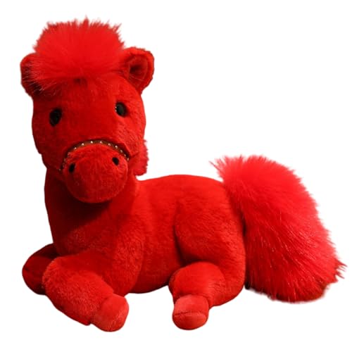 champracer Plüschtier Pferd Pferd Kuscheltier Weiche Flauschig Stofftier Pony Plüsch Puppe zum Spielen & Kuscheln Geschenk für Kinder Jungen Mädchen (45cm,Rot) von champracer