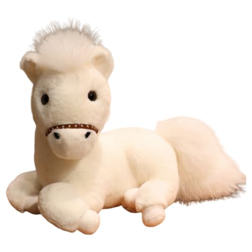 champracer Plüschtier Pferd Pferd Kuscheltier Weiche Flauschig Stofftier Pony Plüsch Puppe zum Spielen & Kuscheln Geschenk für Kinder Jungen Mädchen (45cm,Weiß) von champracer