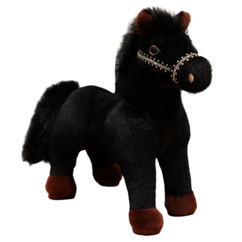 champracer Plüschtiere Pferd Pferd Kuscheltier Stehend Pony Kuscheltier Flauschiger Stofftier zum Spielen & Kuscheln Geschenk für Kinder Jungen Mädchen (46cm,Schwarz) von champracer