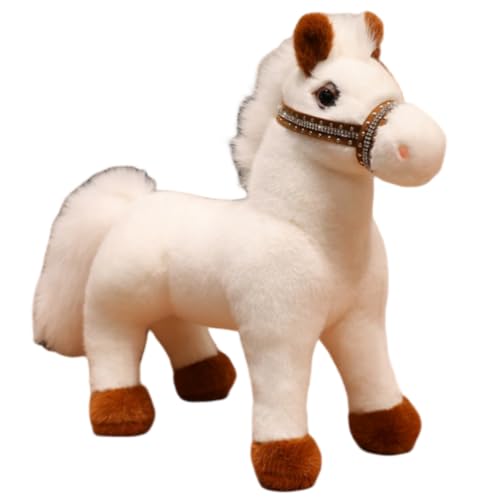 champracer Plüschtiere Pferd Pferd Kuscheltier Stehend Pony Kuscheltier Flauschiger Stofftier zum Spielen & Kuscheln Geschenk für Kinder Jungen Mädchen (46cm,Weiß) von champracer