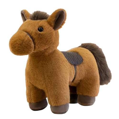 champracer Plüschtiere Pferd Pony Kuscheltier Kuscheltier Pferd Flauschiger Stofftier zum Spielen & Kuscheln Geburtstagsgeschenk für Kinder (22cm,Braun) von champracer