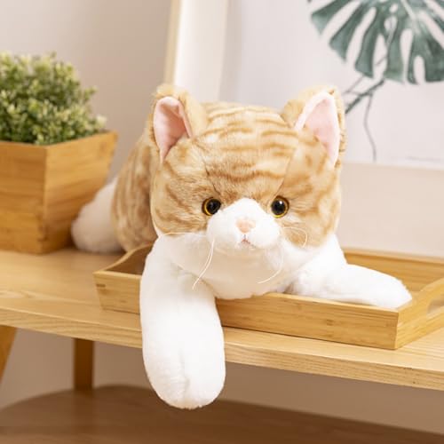 champracer Realistic Plüsch Katze Plüschtier Simulation Kurzhaar Nette Katze Puppe Süßes Katze Spielzeug Geschenk für Kinder Jeglichen Alters (50cm,Braun) von champracer