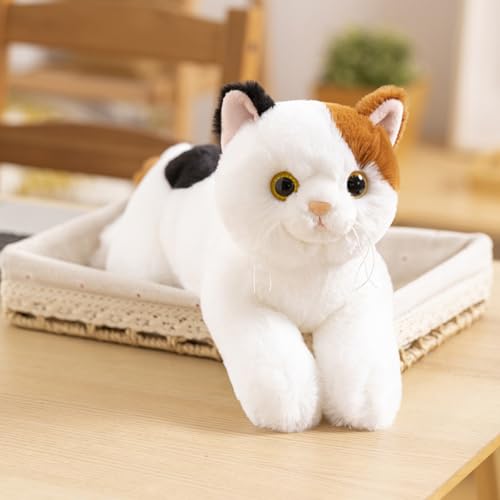 champracer Realistic Plüsch Katze Plüschtier Simulation Kurzhaar Nette Katze Puppe Süßes Katze Spielzeug Geschenk für Kinder Jeglichen Alters (50cm,Patchworkfarben) von champracer