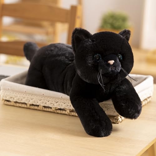 champracer Realistic Plüsch Katze Plüschtier Simulation Kurzhaar Nette Katze Puppe Süßes Katze Spielzeug Geschenk für Kinder Jeglichen Alters (50cm,Schwarz) von champracer