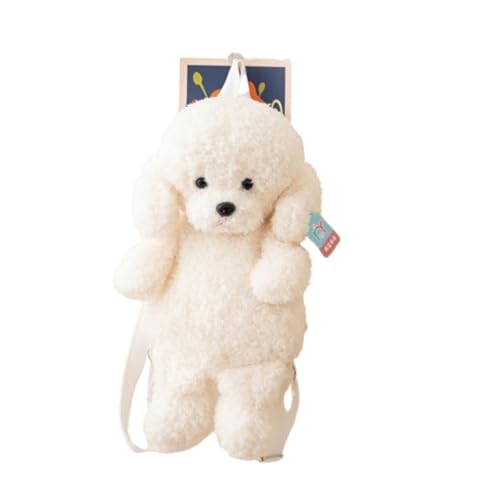 champracer Realistisch Teddy Dog, Simulation Teddy Pudel Hunde Spielzeug Plüschpuppe,Realistische Niedliche Hundetasche Für Kinder,Spielzeug Geschenk für Kinder (35cm,Weiß) von champracer