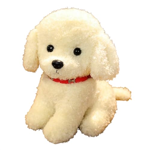 champracer Realistisch Teddy Dog,Simulation Teddy Pudel Hunde Spielzeug Plüschpuppe,Realistische Niedliche Hund Für Kinder,Spielzeug Geschenk für Kinder (22cm,weiß) von champracer