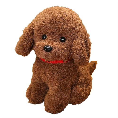 champracer Realistisch Teddy Dog,Simulation Teddy Pudel Hunde Spielzeug Plüschpuppe,Realistische Niedliche Hund Für Kinder,Spielzeug Geschenk für Kinder (28cm,Dunkelbraun) von champracer