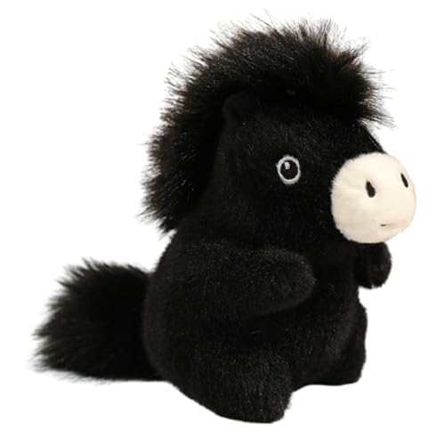 champracer Realistische Pferd Plüschtier,13cm Kuscheltier Pferd,Stofftier Puppe, Stehend Pony Horse Plush Toy, Weiches Plüschtier, Dekoration für Wohnzimmer Schlafzimmer (Schwarz) von champracer