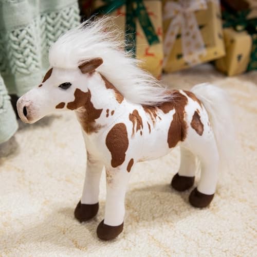 champracer Realistische Pferd Plüschtier Kuscheltier Pferd Stofftier Pferd Puppe Weiches Pferd Plüschtier für Kinder Freundin Geschenk Geburtstag Weihnachten (32 * 26cm,B) von champracer
