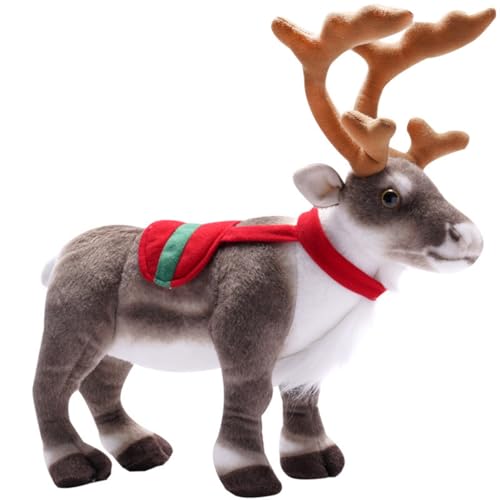champracer Rentier Kuscheltier Weihnachts Kuscheltier Plüschtiere Rentier Weihnachts Plüsch-Dekokissen Süßes Weich Stofftier Flauschig für Sofas Betten Dekorationen (42cm,Stehend-B) von champracer